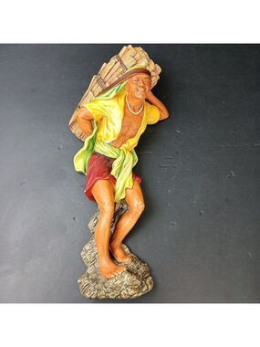 Bossons Sherpa Chalkware 1963 Farmer Gathering Crops Vintage Hanging Decor